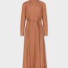 Online Ruched Collar Dress-Caramel Dresses