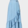 Best Faux Wrap Ruffle Skirt-Denim Teen Skirts