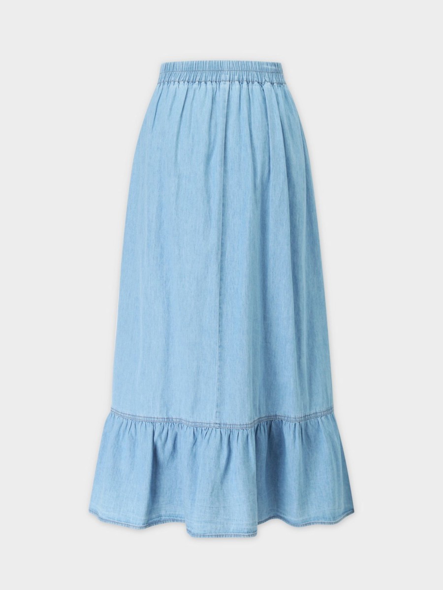 Best Faux Wrap Ruffle Skirt-Denim Teen Skirts