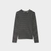 Clearance Butter Soft Striped Crew-Black/White Tees