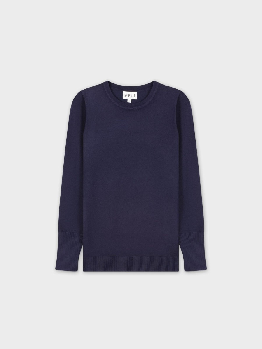 Hot Basic Crew Sweater (Ls) - Navy Tops