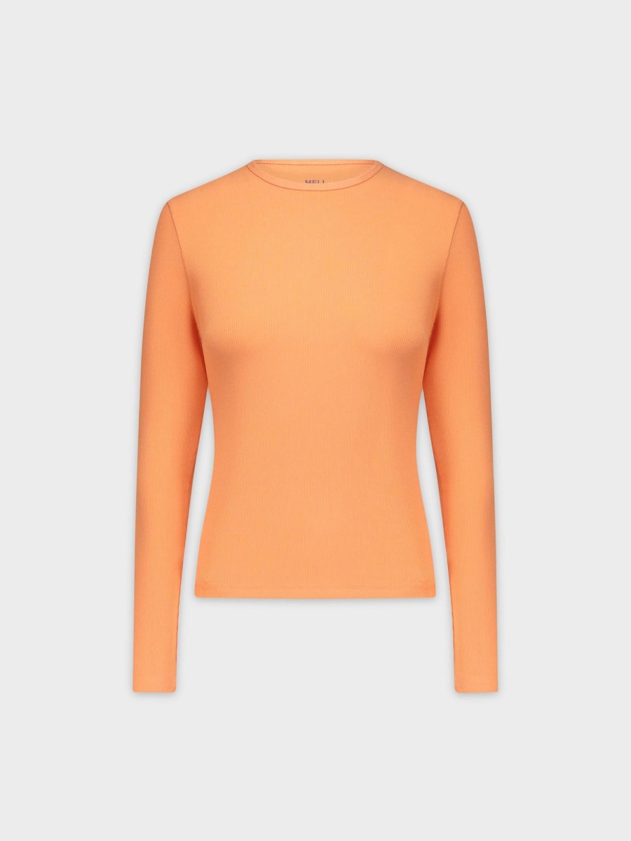 Best Classic Ribbed Crew Tee Ls-Orange Tees