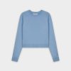 Clearance Ribbed Band Sweater-Ocean Blue Tops