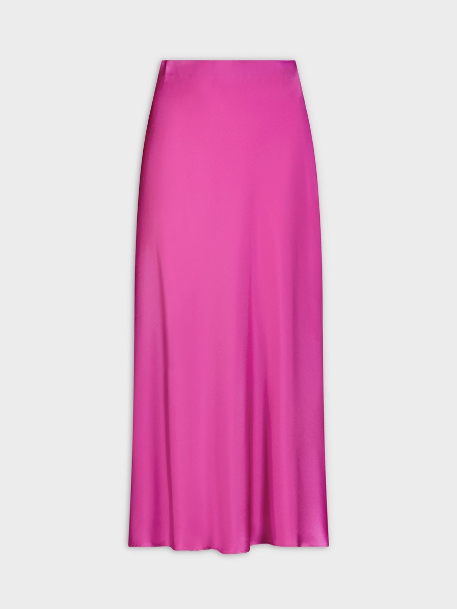 New Satin Slip Skirt-Magenta Skirts