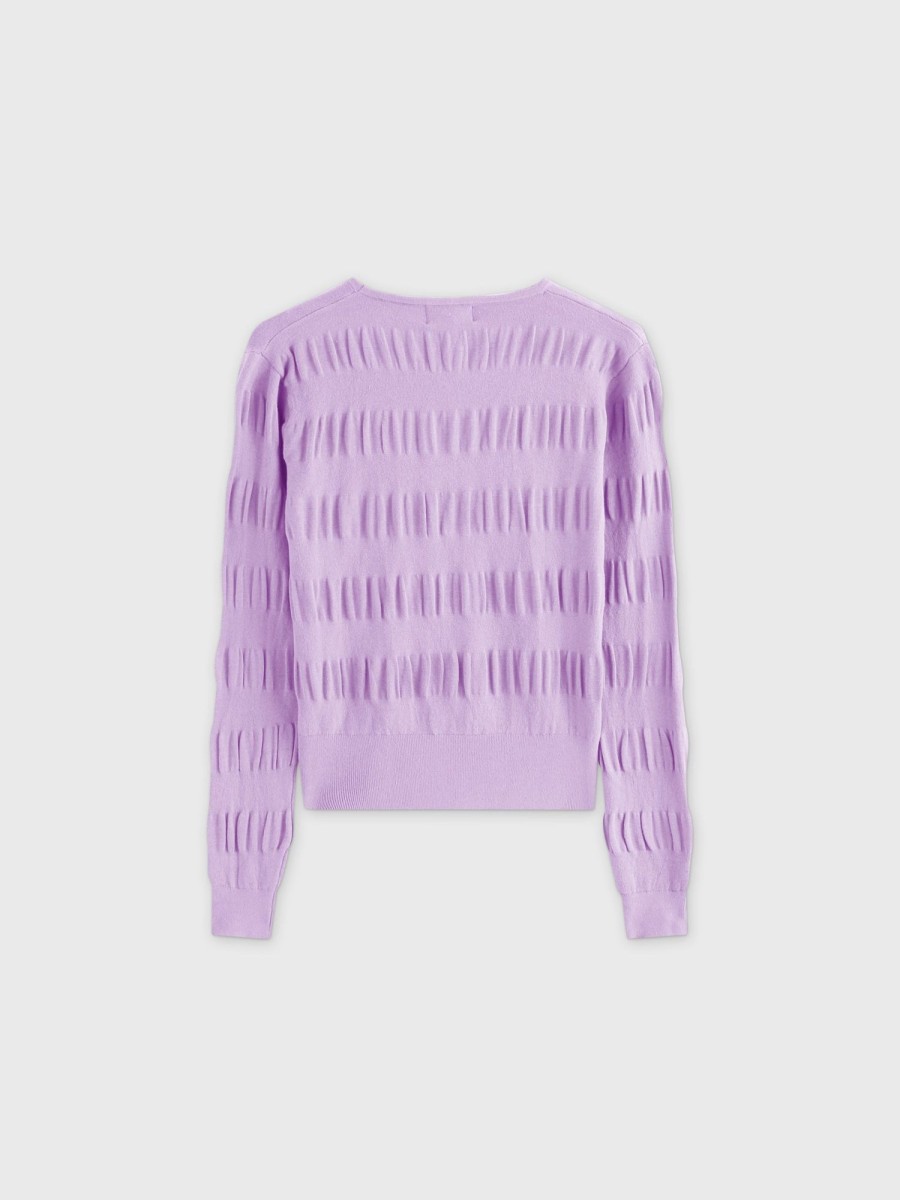 Best Ruched Sweater-Lilac Tops