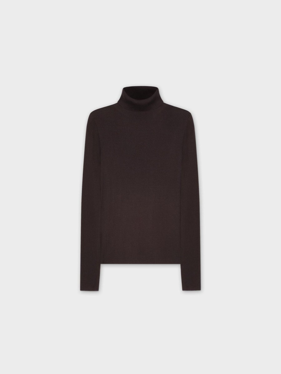 Hot Knit Ribbed Turtleneck-Black Tops