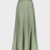 Hot Full Satin Skirt-Sage Green Skirts