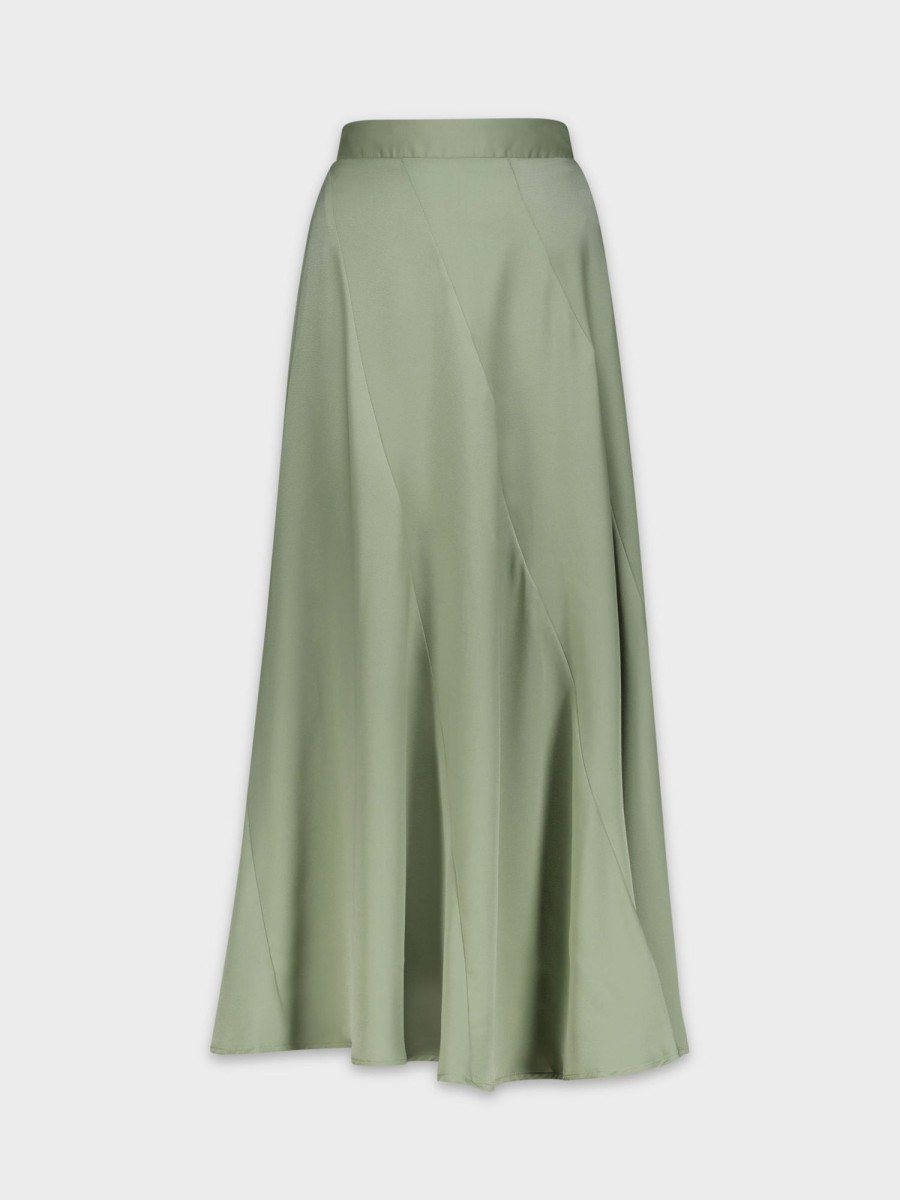 Hot Full Satin Skirt-Sage Green Skirts