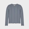 New Wide Ribbed Sweater-Light Blue Tops