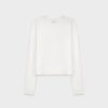 Online Ribbed Band Sweater-Pure White Tops