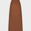 Hot Stitched Detail Denim Skirt-Brown Skirts