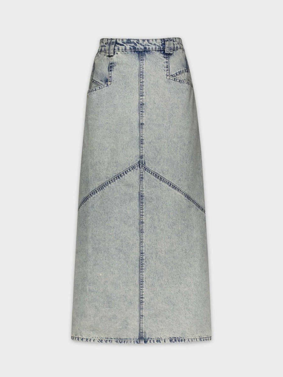 Best Stone Wash Denim Skirt-Blue Skirts