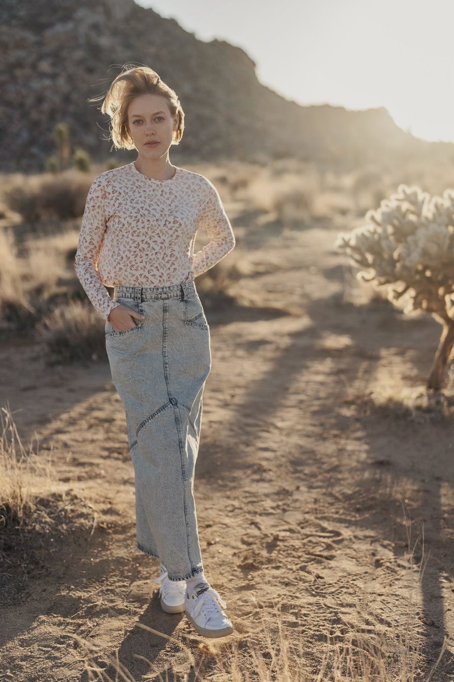 Best Stone Wash Denim Skirt-Blue Skirts