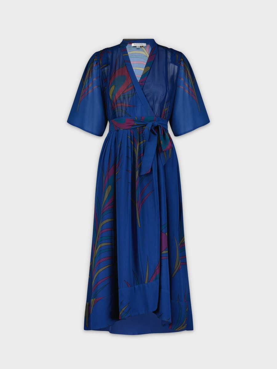 New Wrap Leaf Dress Set-Blue Dresses