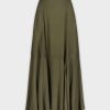 Online Trumpet Flare Skirt-Olive Skirts