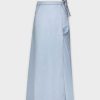 Hot Stretch Denim Wrap Skirt-Lt Blue Skirts