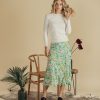 Wholesale Satin Slip Skirt-Green Retro Skirts