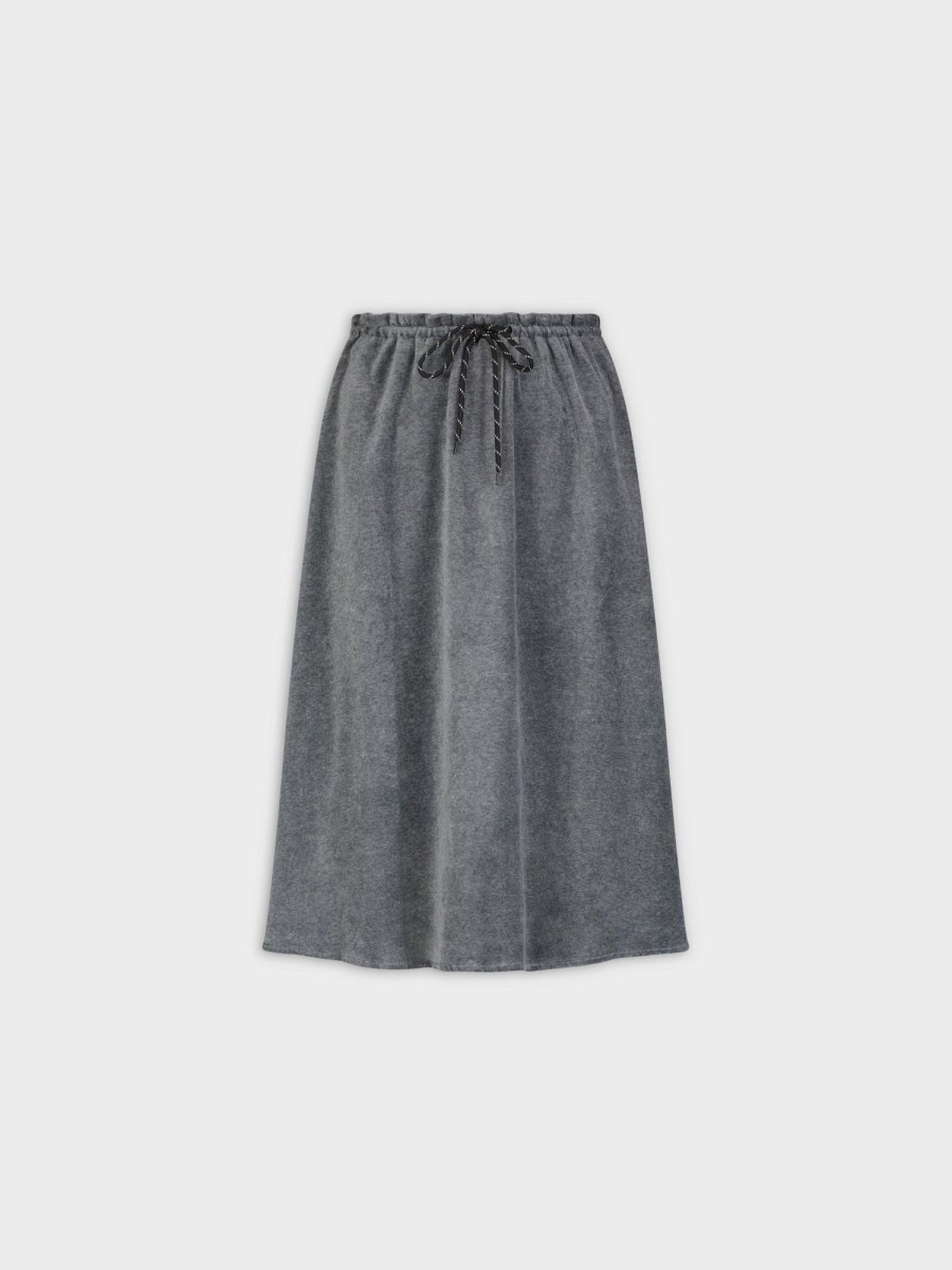 New Drawstring Velour Skirt 25"-Grey Teen Skirts