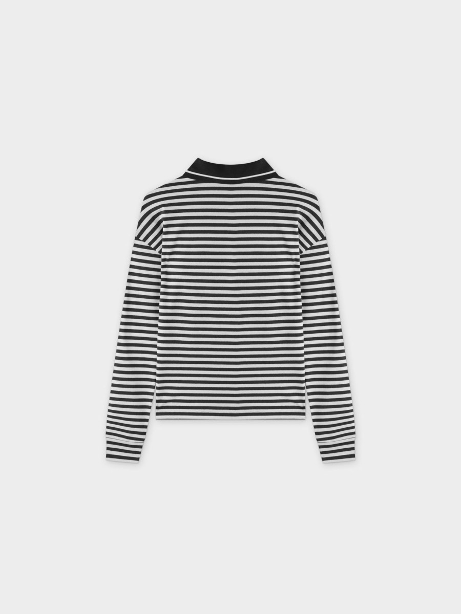 Clearance Striped Collar Tee-Black/White Tees