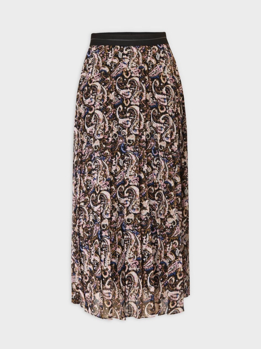 Wholesale Printed Pleated Skirt 37"-Colored Paisley Skirts