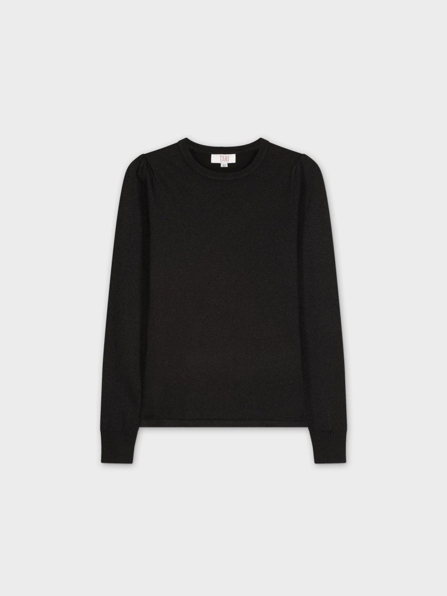 Best Lurex Crew Sweater-Black Tops