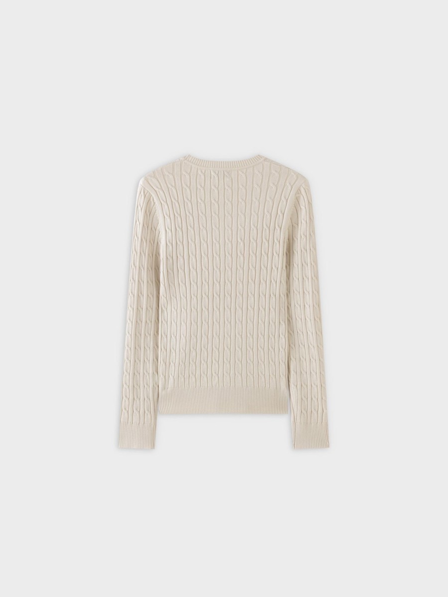 Best Knit Cable Sweater-Cream Tops