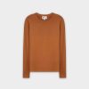 Online Thin Knit Crew Sweater-Brown Tops