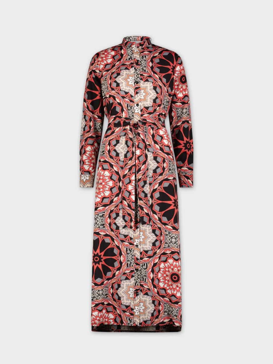 Wholesale Long Shirtdress-Geometric Floral Dresses