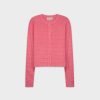 Hot Ribbed Cropped Cardigan-Rose Tops