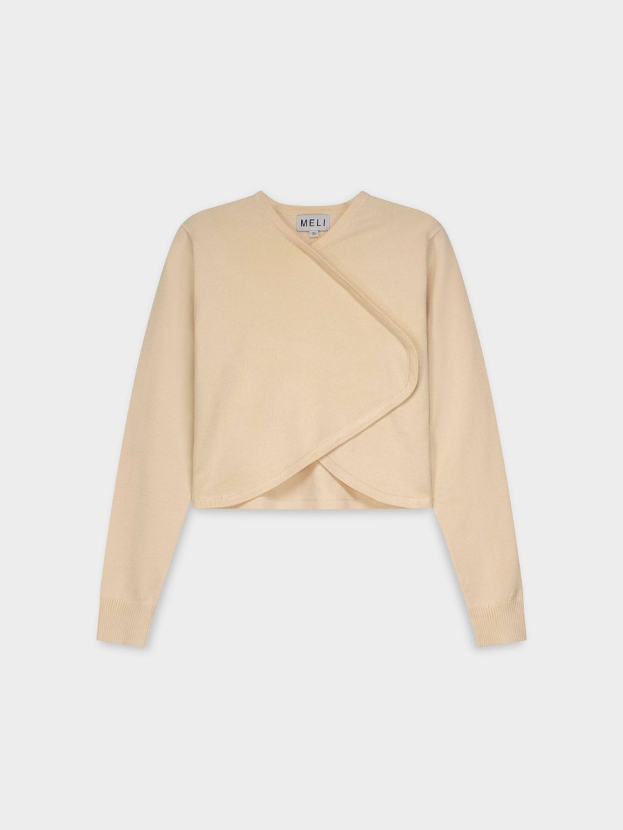 Best Crop Crossover Sweater-Vanilla Tops