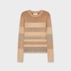 Online Striped Ribbed Sweater-Tan Tops