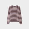 New Striped Ribbed Crew-Lilac/Coral/Citrus Tees