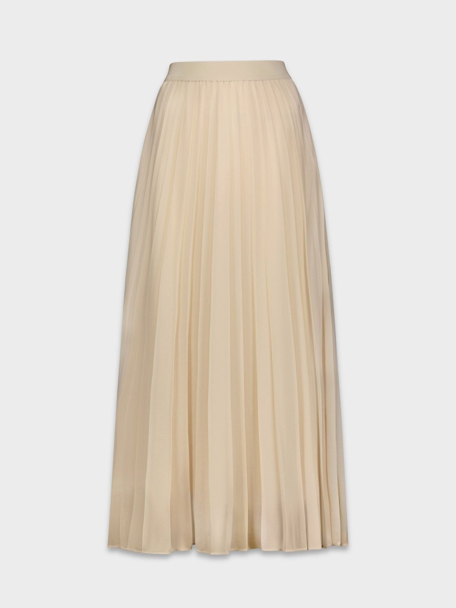 Online Chiffon Pleated Skirt-Cream Skirts