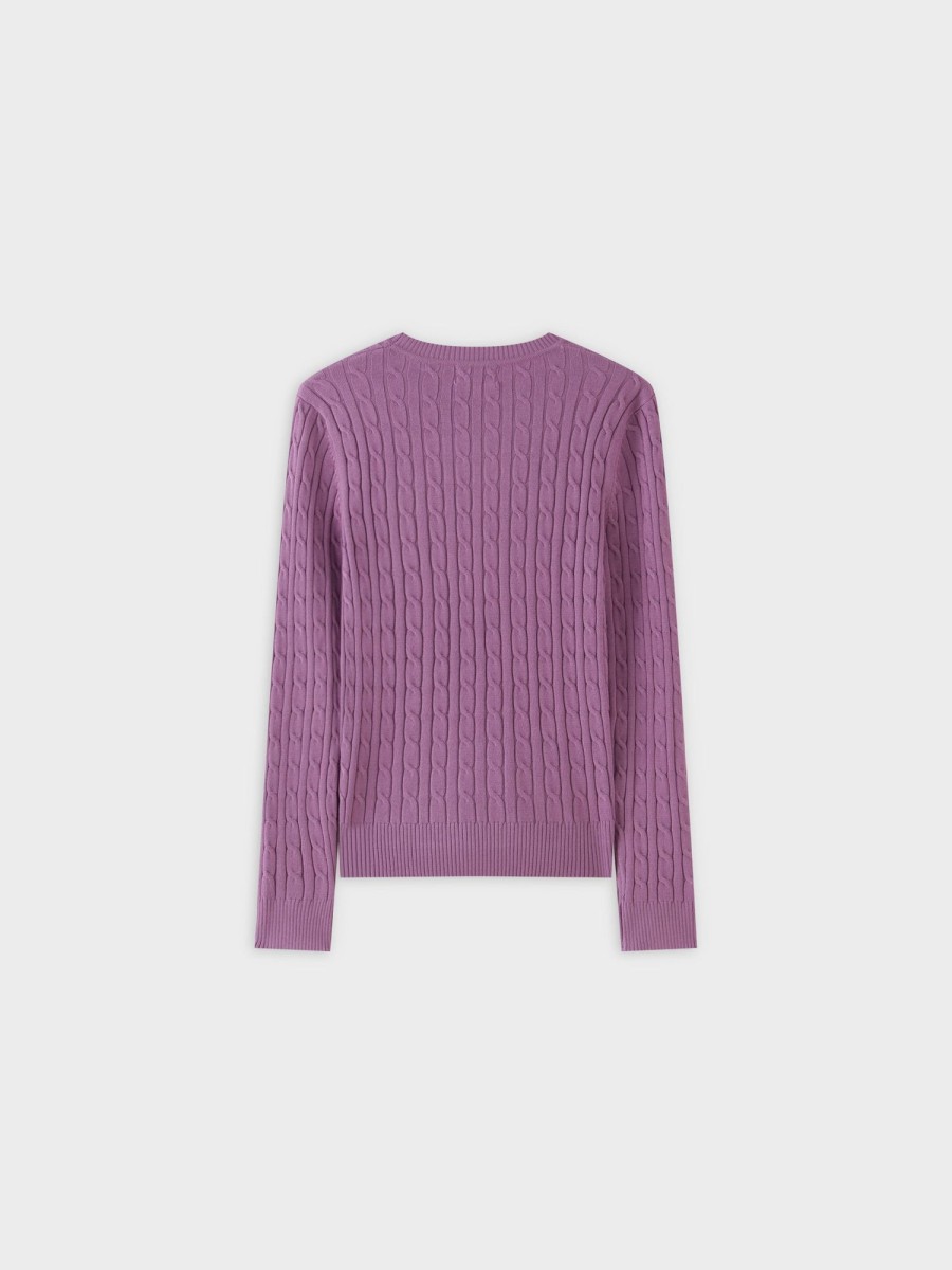 Hot Knit Cable Sweater-Lilac Tops