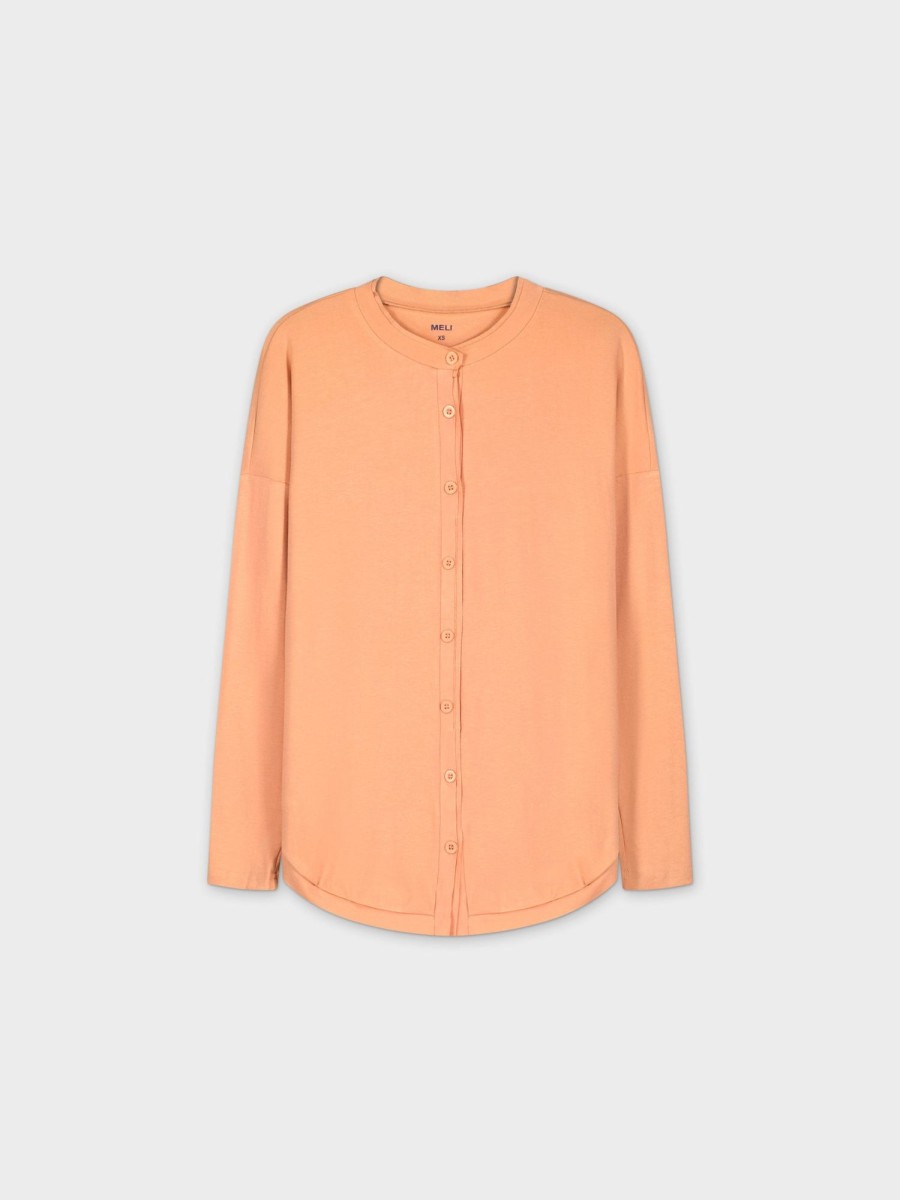 Best Button Down Tee-Peach Tees