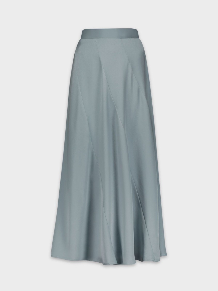 Clearance Full Satin Skirt-Steel Blue Skirts