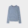 New Butter Soft Striped Crew-Blue/White Tees