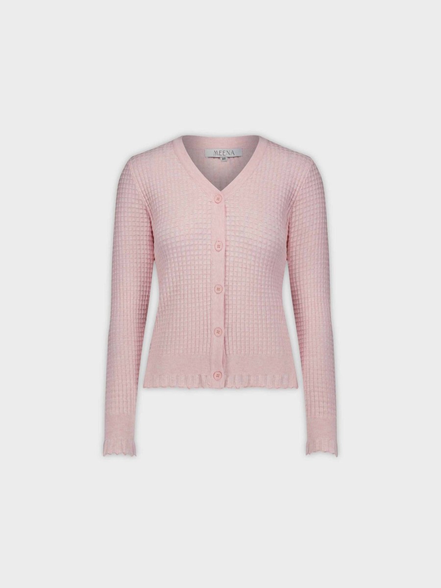 Best Ruffle Bottom Cardigan-Pink Tops