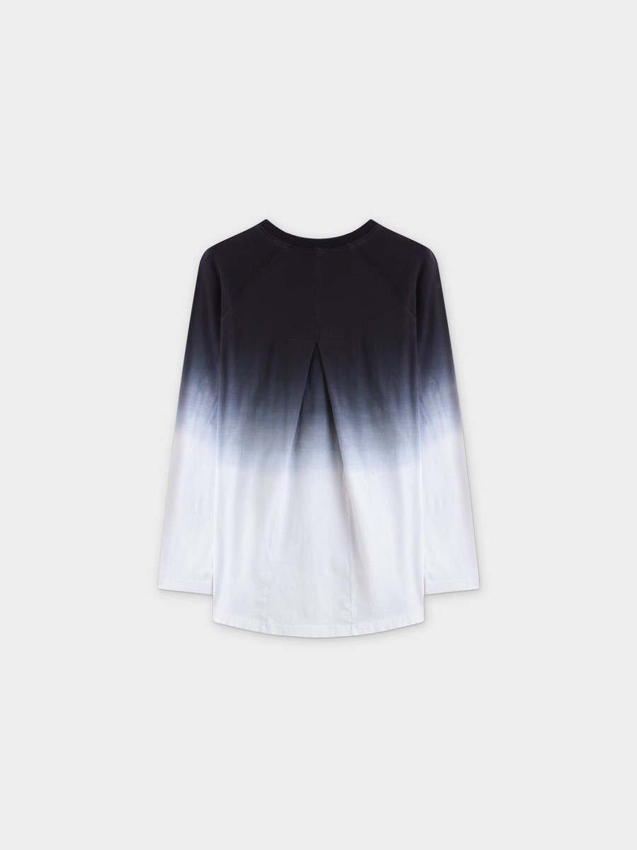 Clearance Ombre Pleat Back Tee-Black Tees