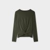 Clearance Knot Tee-Olive Green Tees