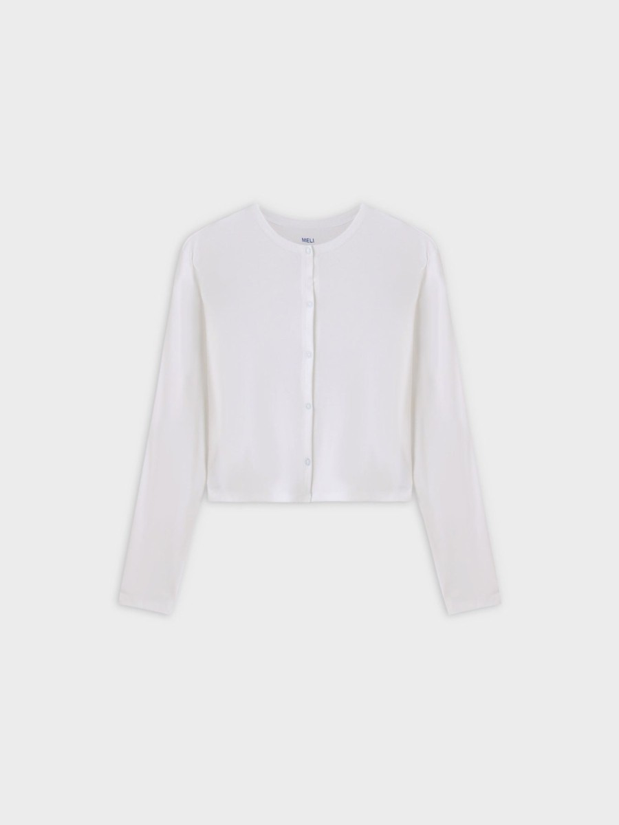 New Basic T-Shirt Cropped Cardigan-White Sets