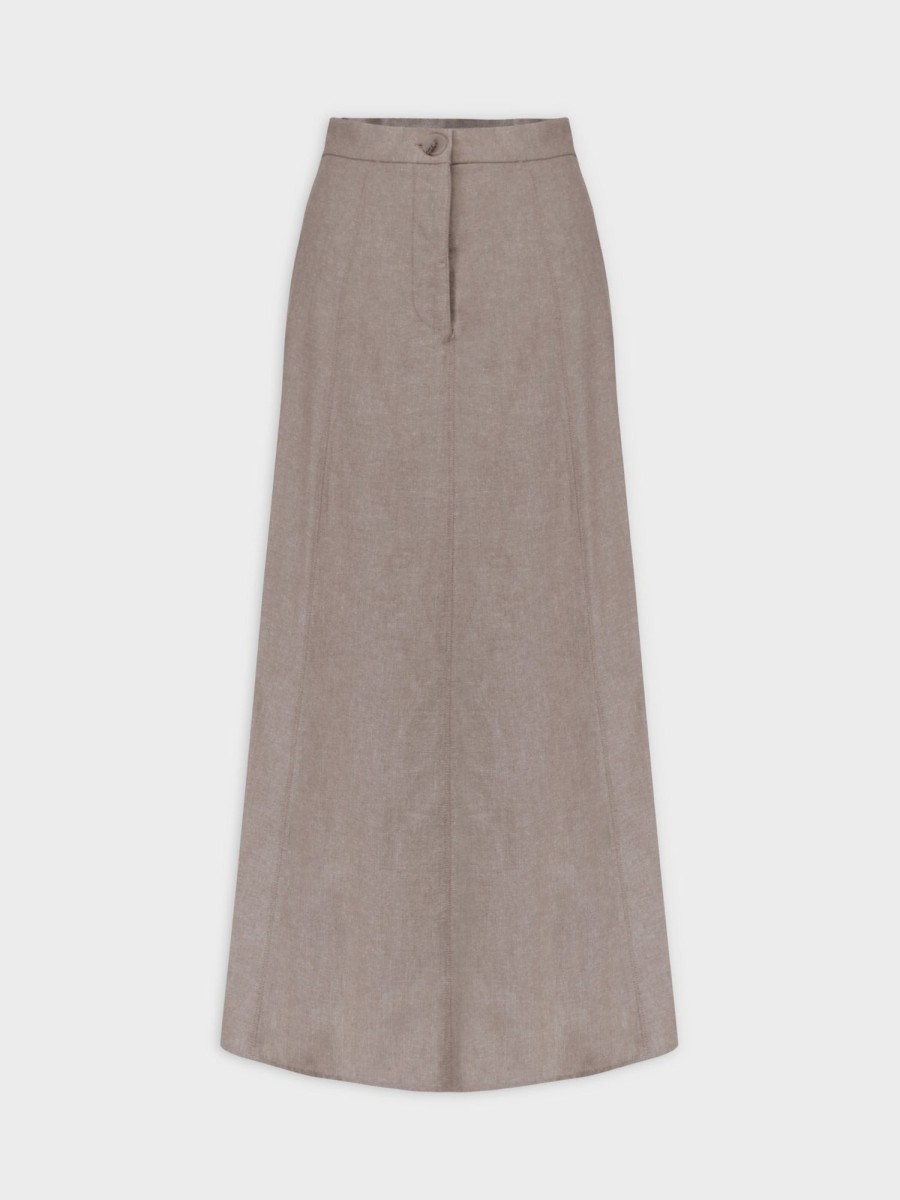 Online A-Line Seamed Skirt-Tan Tweed Skirts