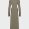 Best Crew Neck Pocket Tee Dress 41"-Olive Dresses