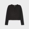 New Scalloped Crew Cardigan-Black Teen Tops