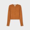 Online Cropped Ribbed Design Cardigan-Bronze Tops