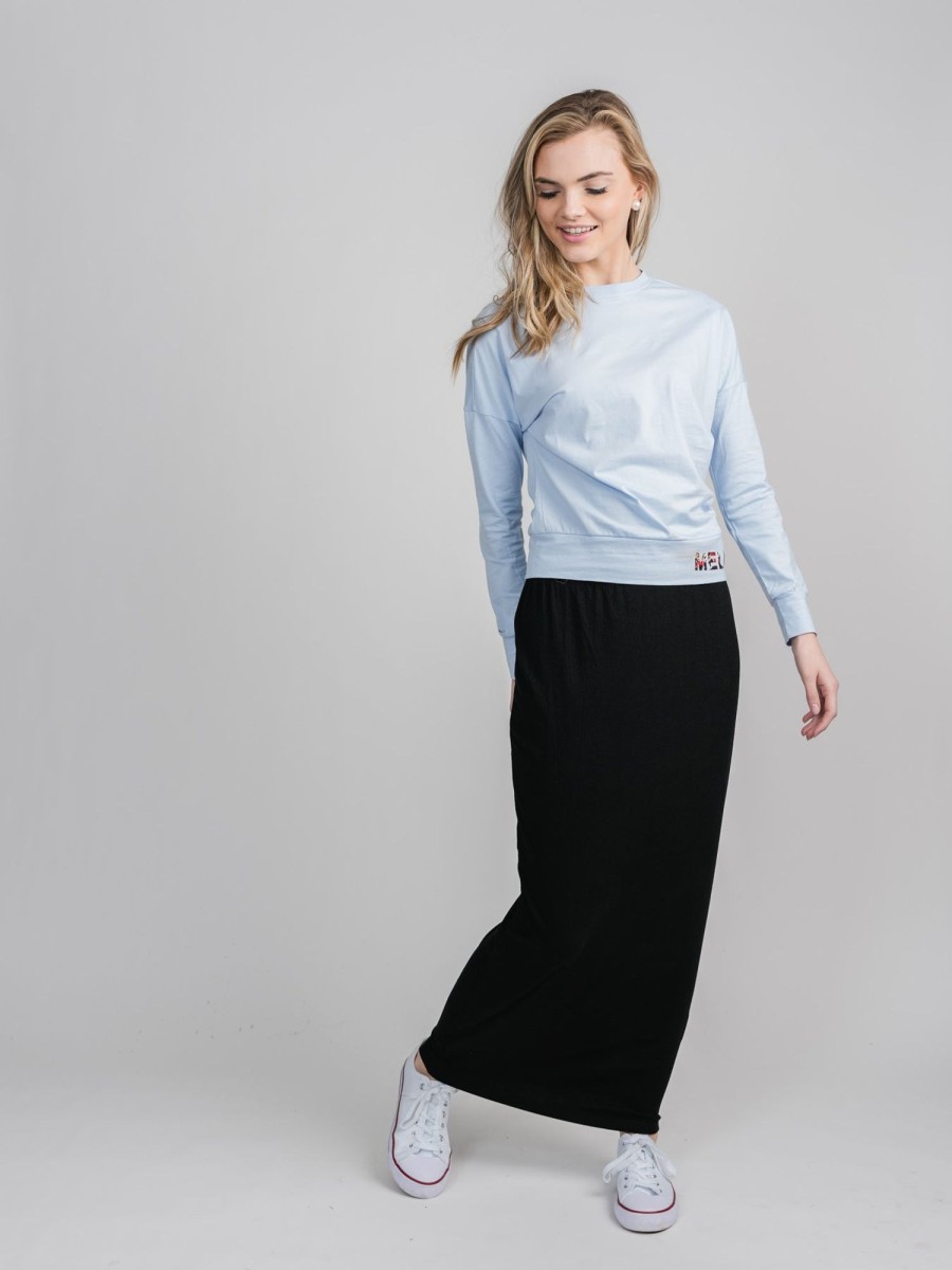 Wholesale Ribbed Knit Maxi Skirt - Black Skirts