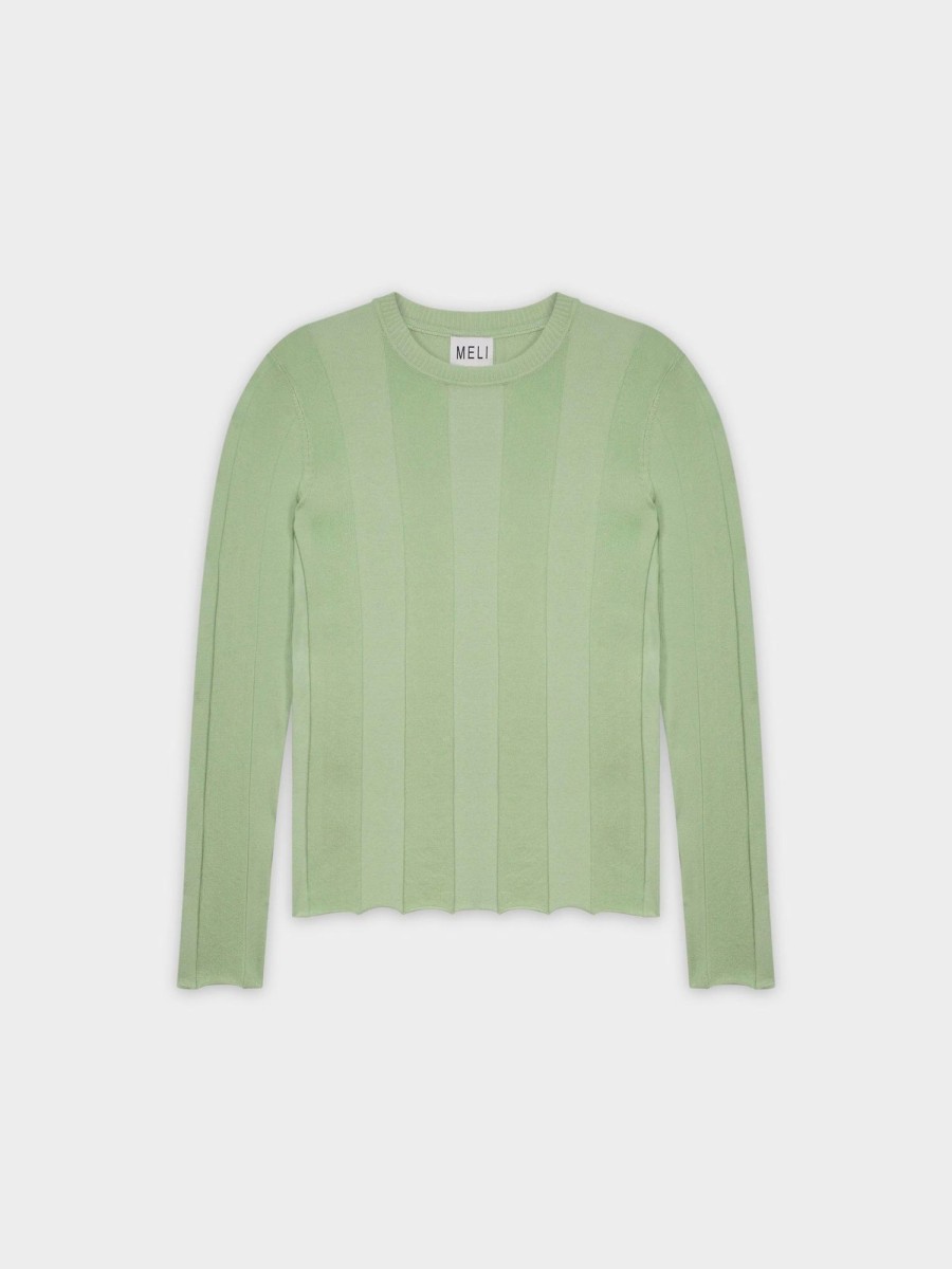 Wholesale Wide Ribbed Sweater-Sage Green Tops