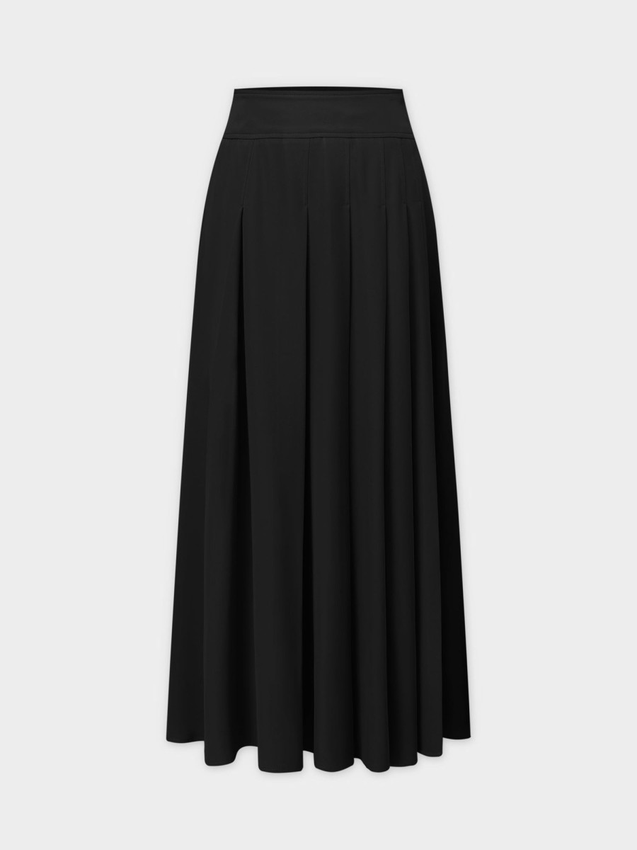 Hot Yolk Pleated Skirt 37"-Black Skirts