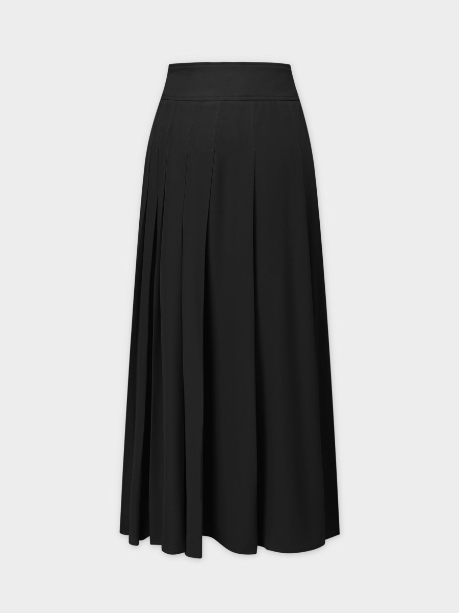 Hot Yolk Pleated Skirt 37"-Black Skirts