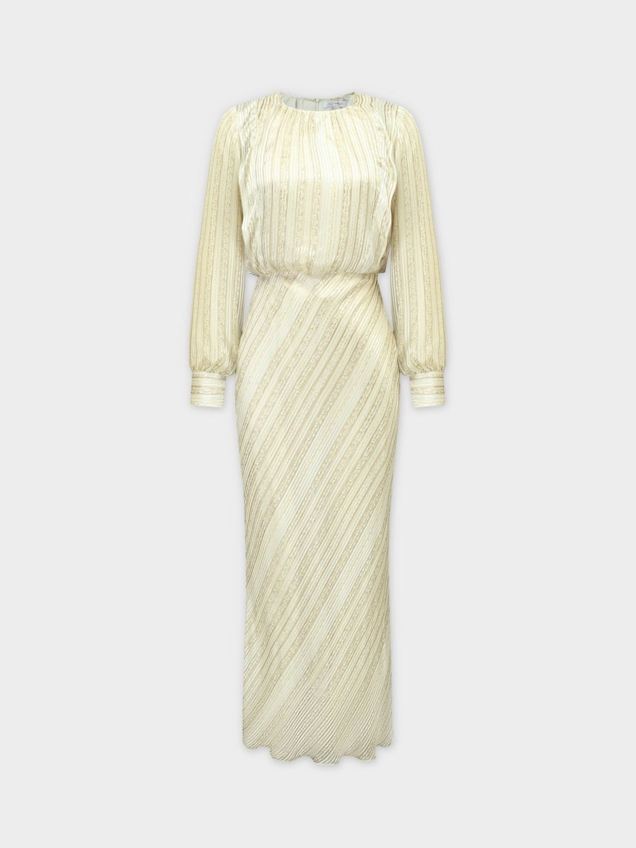 Wholesale Striped Ribbon Dress-Cream Dresses